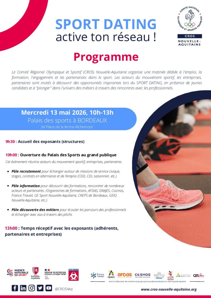 Lire la suite à propos de l’article Sport Dating 13 mai 2026 à Bordeaux !